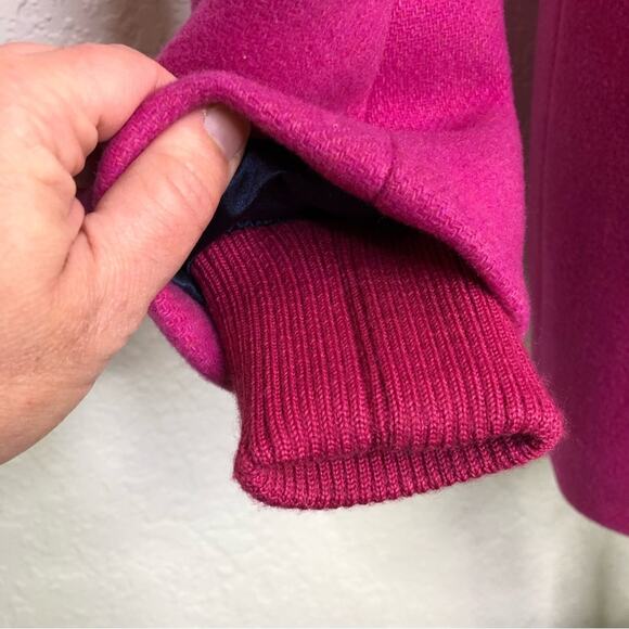 J Crew bright pink Italian Stadium Cloth by Nello Gori full zip wool coat size 0 - Picture 6 of 16